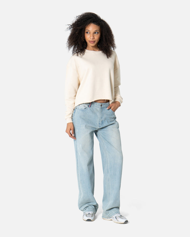 Light Beige - Basic Sweatshirt Cropped Sweatshirts TheMakeovr 