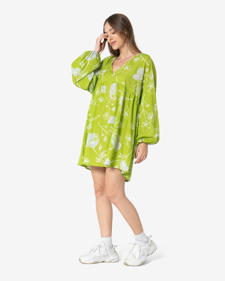 Lime - Floral Dress Flower Dress TheMakeovr 