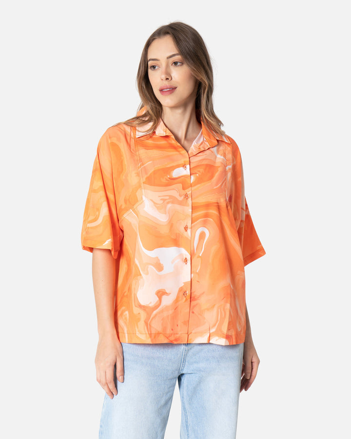 Orange Fluky - Oversized Boyfriend Shirt Boyfriend Shirt TheMakeovr 