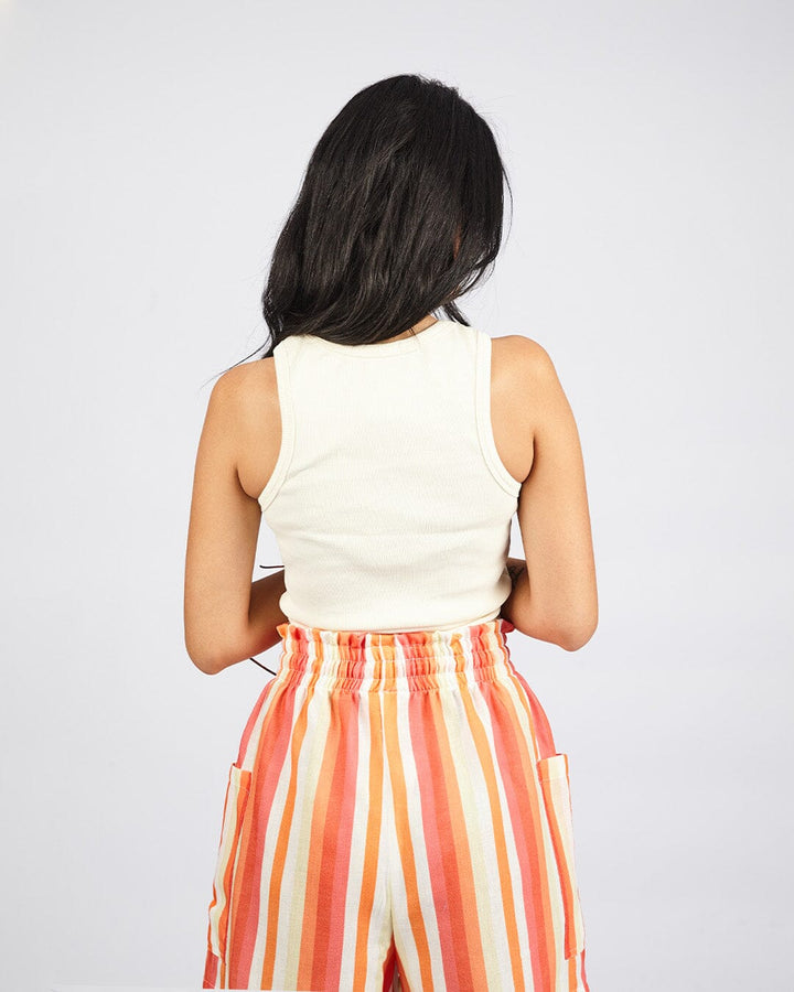 Orange - Streak Shorts Linen Shorts TheMakeovr 