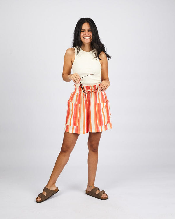 Orange - Streak Shorts Linen Shorts TheMakeovr 