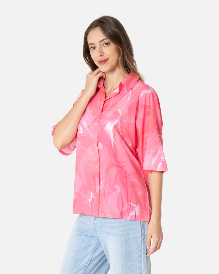 Pink Fluky - Oversized Boyfriend Shirt Boyfriend Shirt TheMakeovr 