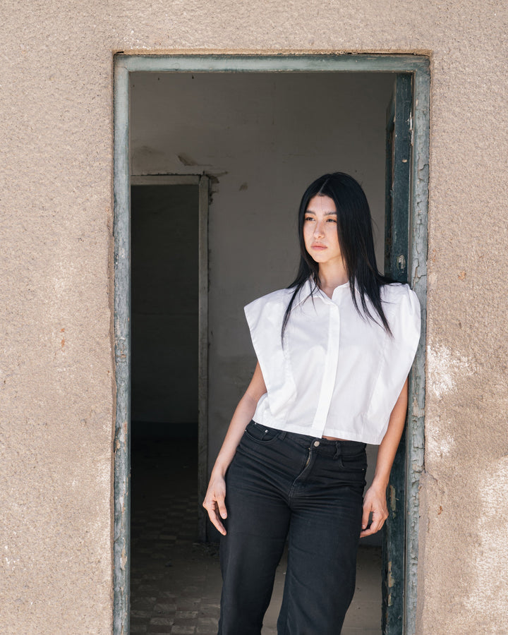 Poplin Cut-Out Shirt Cropped Shirt TheMakeovr 