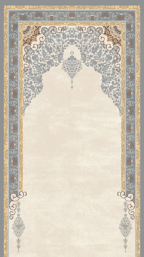 Luxury Velvet Prayer Mat "Doaa" In Silver & Gold