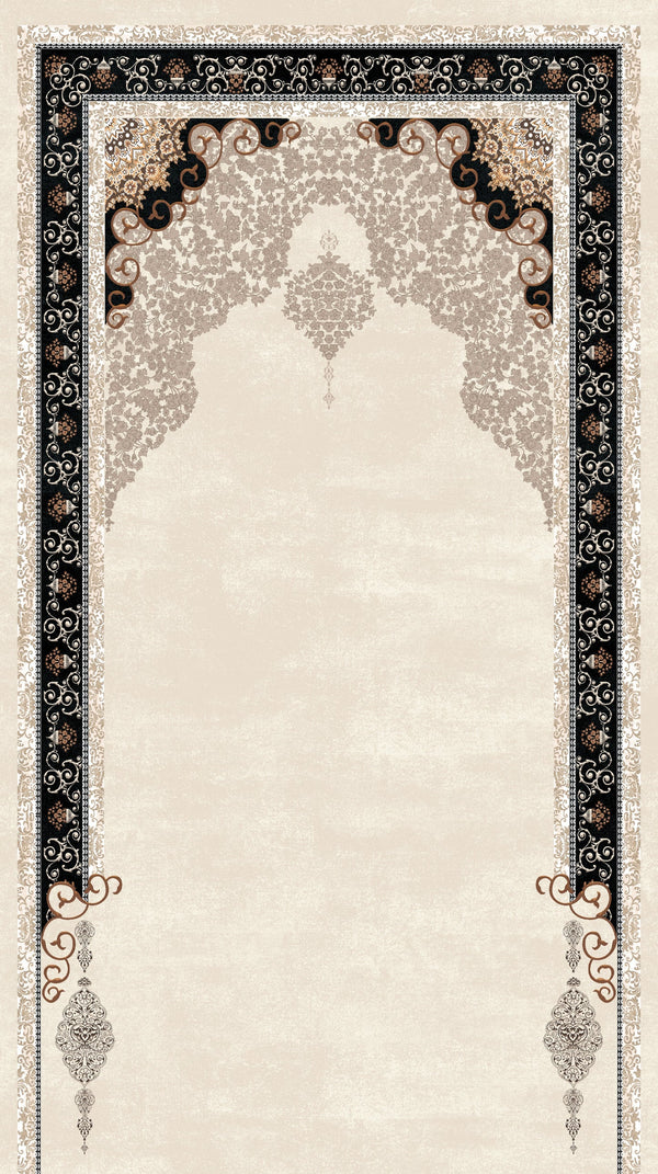 Luxury Velvet Prayer Mat "Doaa" In Black & Beige